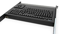 121-key Mil-grade Rack Mount Backlit Keyboard with 2-inch Trackball - Rear View