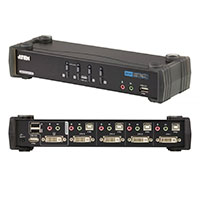 4-port KVM Switch, USB/DVI, Front and Rear Views