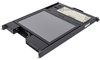 SlimLine 1U Rugged Rack Mount Display/Keyboard in Stowed Position