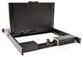 SlimLine 1U Rugged Rack Mount Display/Keyboard in Operating Position - Rear View